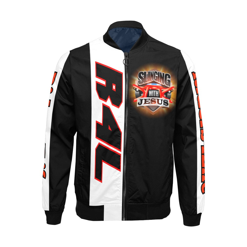 R4L Slinging with Jesus Varsity Style Jacket Blk