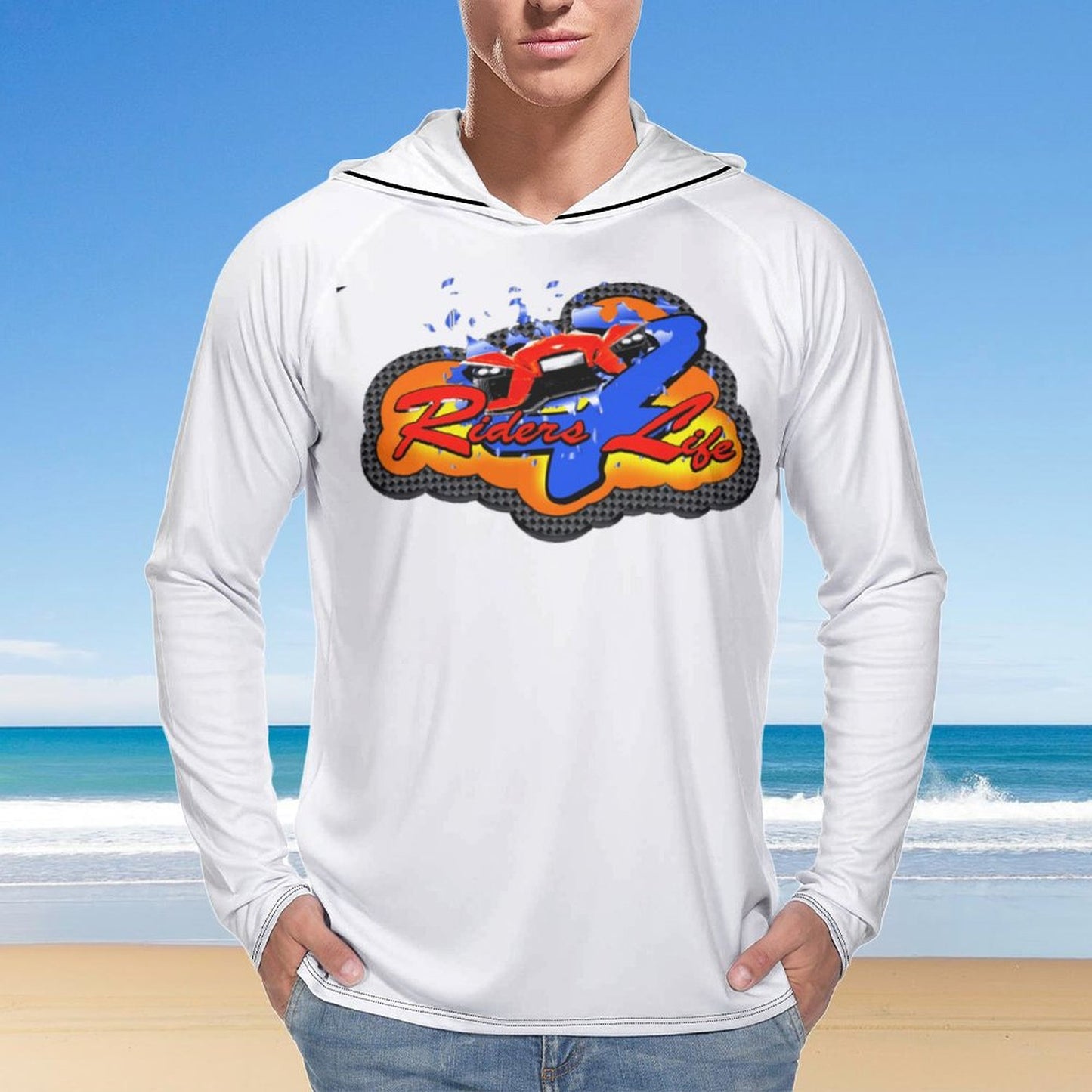 R4L Men's Long Sleeve Sun Protection Hoodie - White