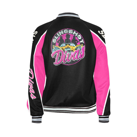 R4L Slingshot Divas Rhinestone Logo Varsity Style Jacket Blk (Matching Leggings Sold Separately)