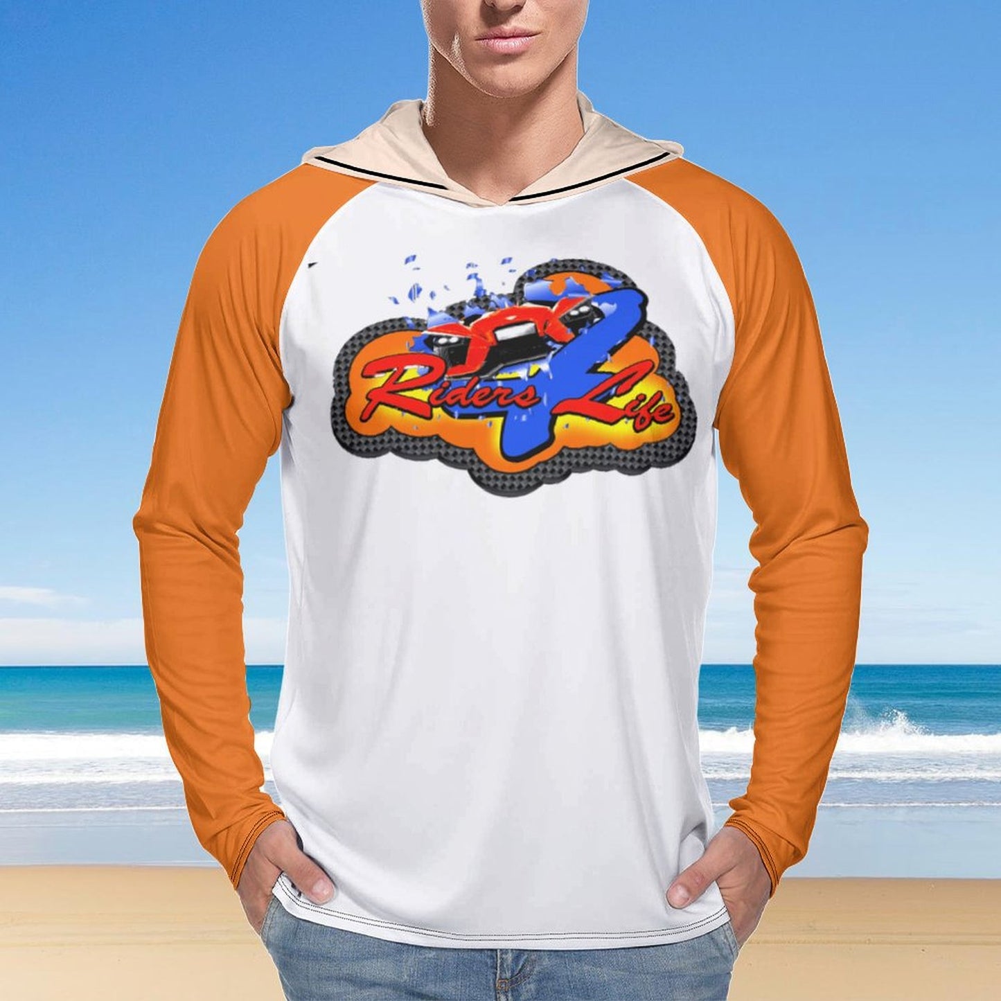 R4L Men's Long Sleeve Sun Protection Hoodie - Orange