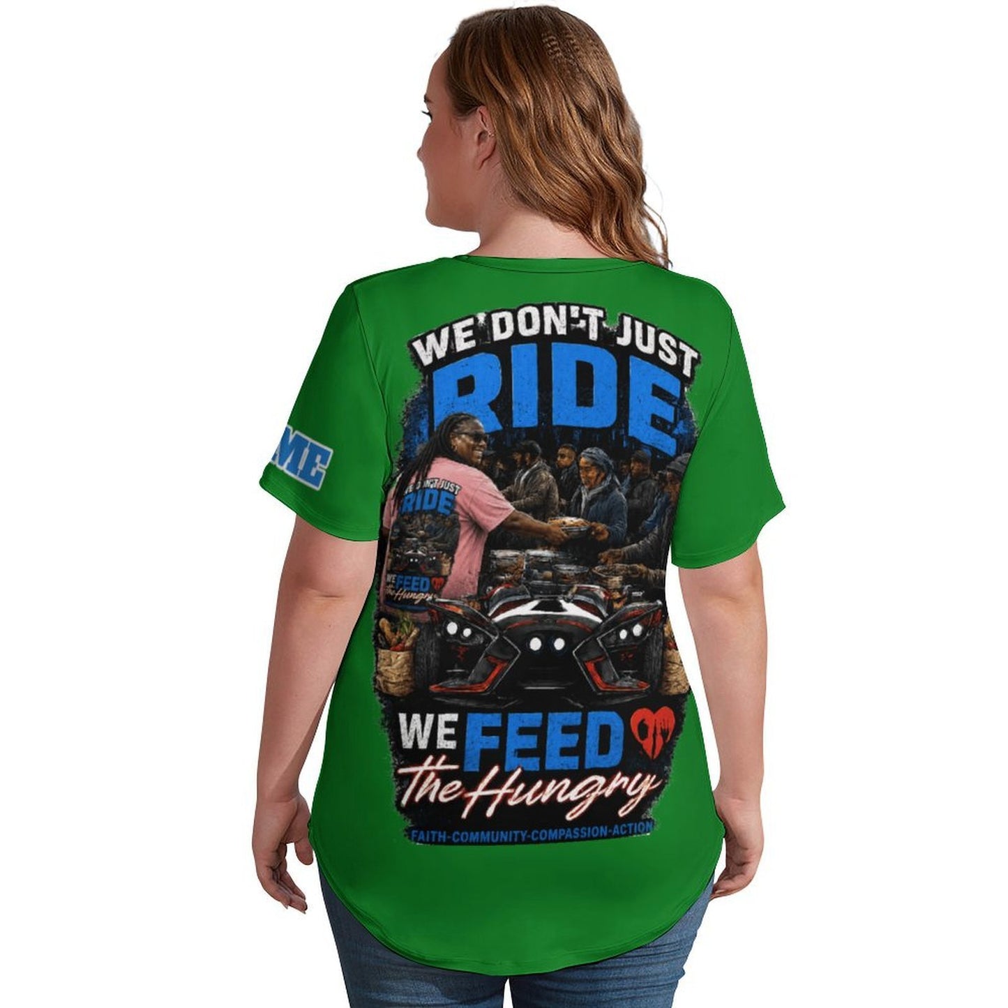R4L Slinging Out Hunger Women's Ice Silk V-Neck T-Shirt - Grn