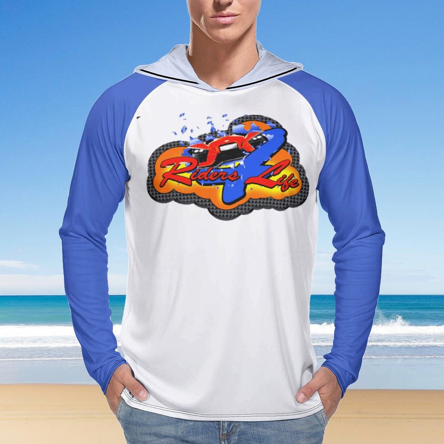 R4L Men's Long Sleeve Sun Protection Hoodie - Blue