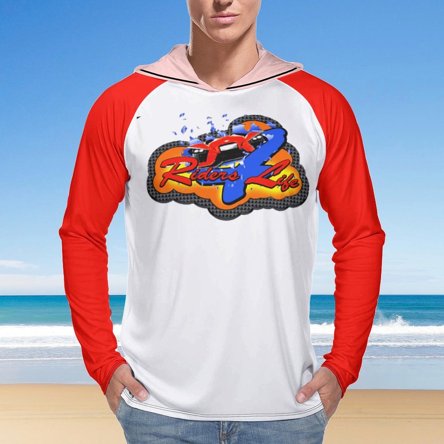 R4L Men's Long Sleeve Sun Protection Hoodie - Red