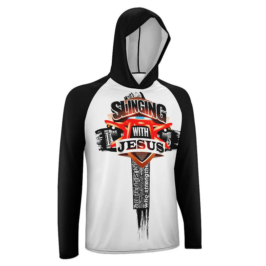 Slinging for Jesus Long Sleeve Sun Protection Hoodie - Blk