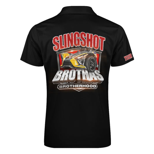 R4L Slingshot Brothas Customizable Short-Sleeve Zip Polo Shirt - 7 Colors - Add your City (Front) and State (Right Sleeve)