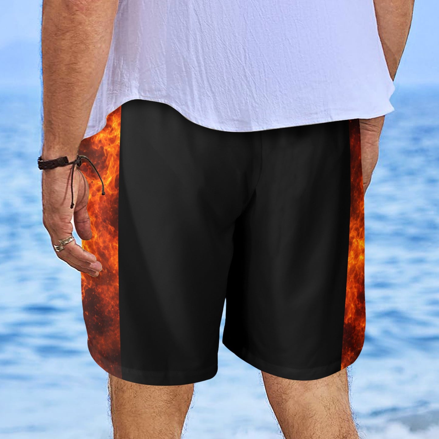 R4L Mens Elastic Shorts Orange Flame