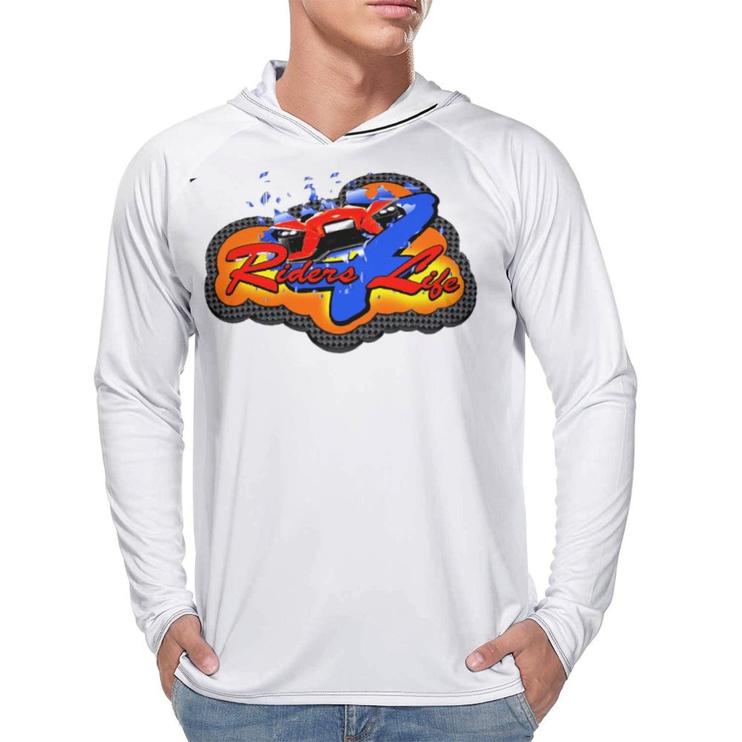 R4L Men's Long Sleeve Sun Protection Hoodie - White