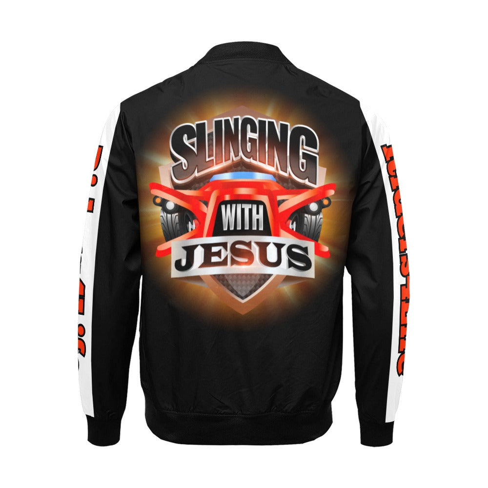R4L Slinging with Jesus Varsity Style Jacket Blk