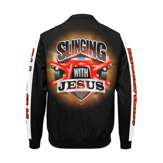 R4L Slinging with Jesus Varsity Style Jacket Blk
