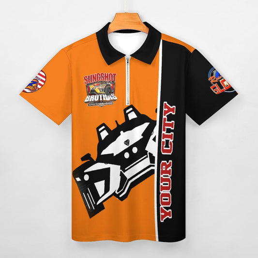 R4L Short-Sleeve Zip Polo Shirt - Org