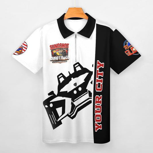 R4L Short-Sleeve Zip Polo Shirt - Wht