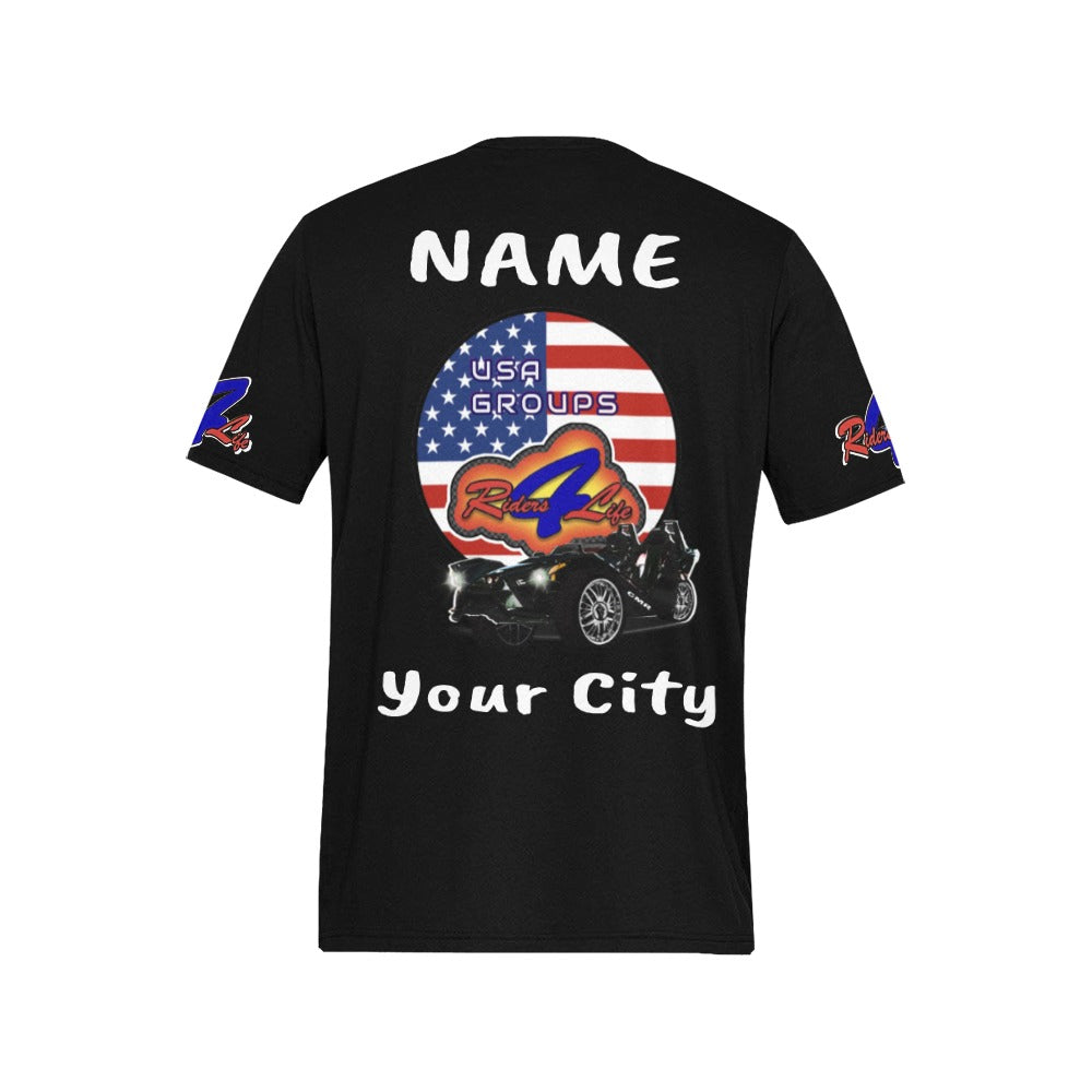 R4L Customizable USA Groups Casual Tee - Add your City, State and Name - 8 Colors