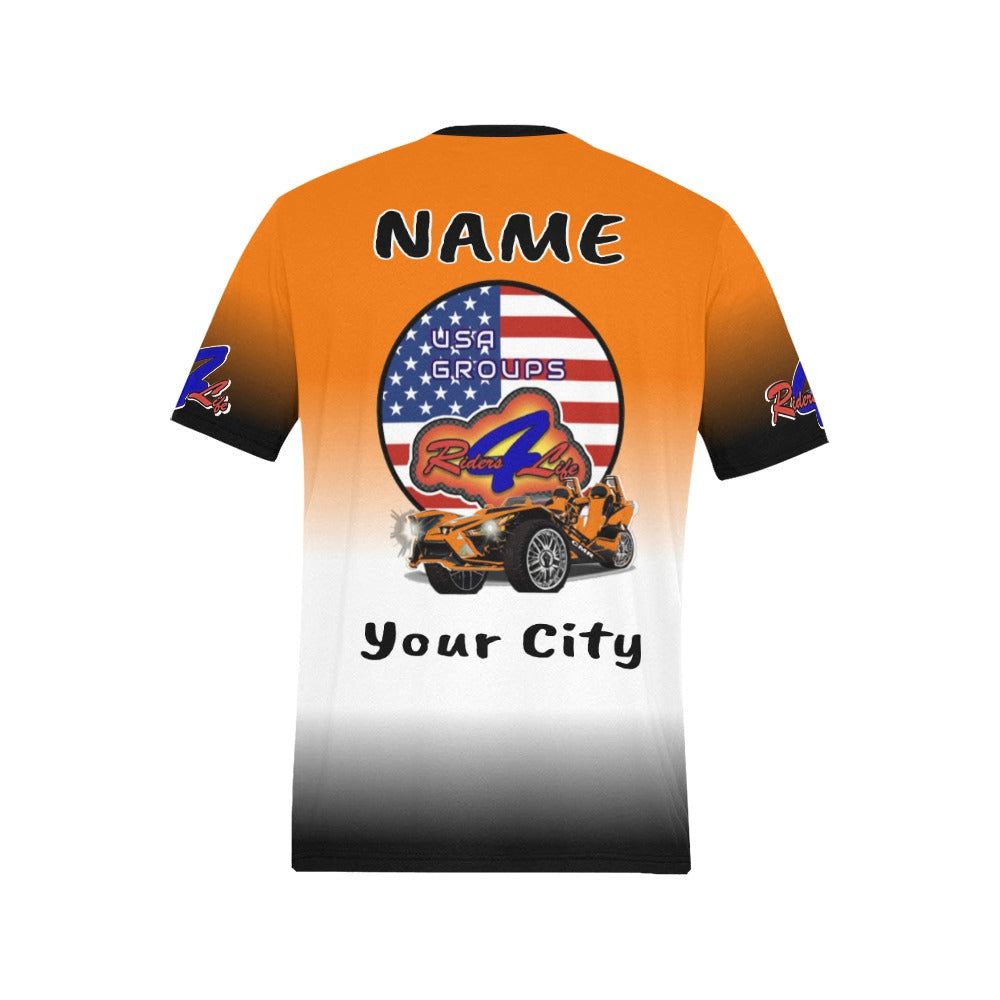 R4L Customizable USA Groups Casual Tee - Add your City, State and Name - 8 Colors