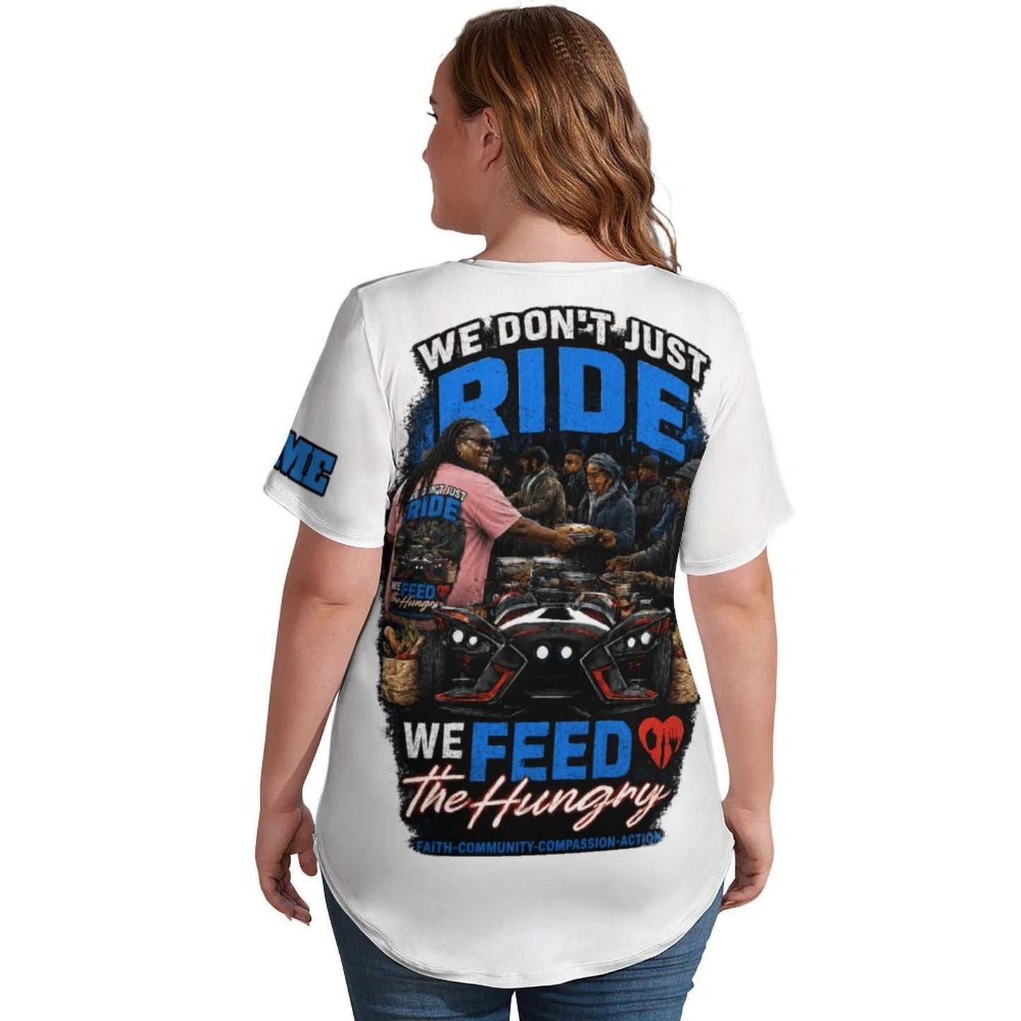 R4L Slinging Out Hunger Women's Ice Silk V-Neck T-Shirt - Wht