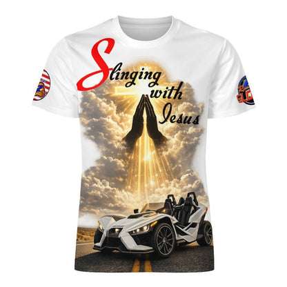 R4L Slinging with Jesus Praying Hands 2 Ice Silk Tee Wht