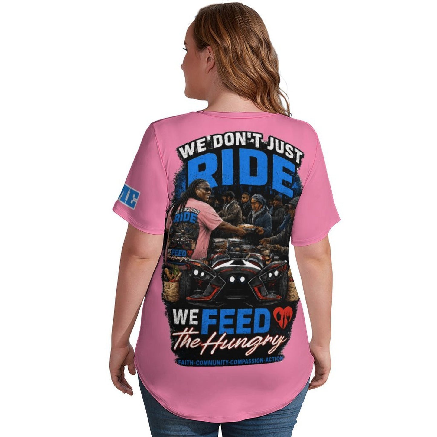 R4L Slinging Out Hunger Women's Ice Silk V-Neck T-Shirt - Pnk