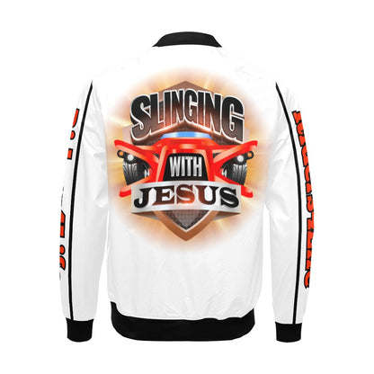 R4L Slinging with Jesus Varsity Style Jacket Wht