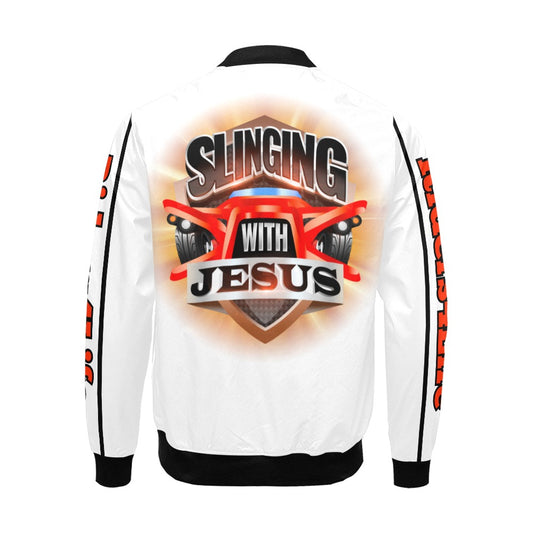R4L Slinging with Jesus Varsity Style Jacket Wht