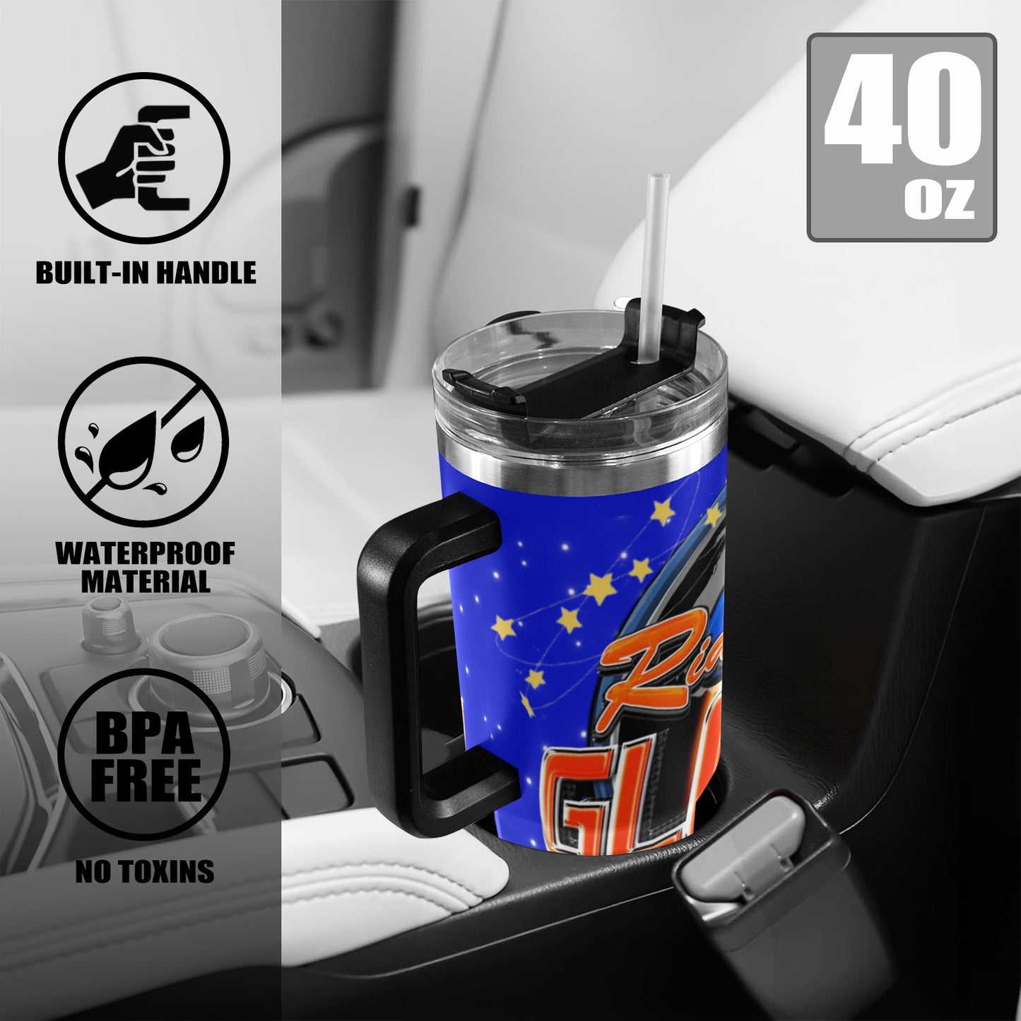 R4L Global 40oz Stainless Steel Stanley Mug 40oz Tumbler with Black Handle