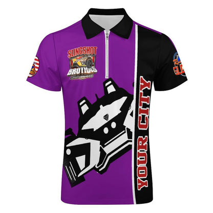 R4L Short-Sleeve Zip Polo Shirt - Prpl
