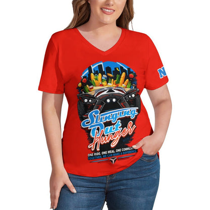 R4L Slinging Out Hunger Women's Ice Silk V-Neck T-Shirt - Red