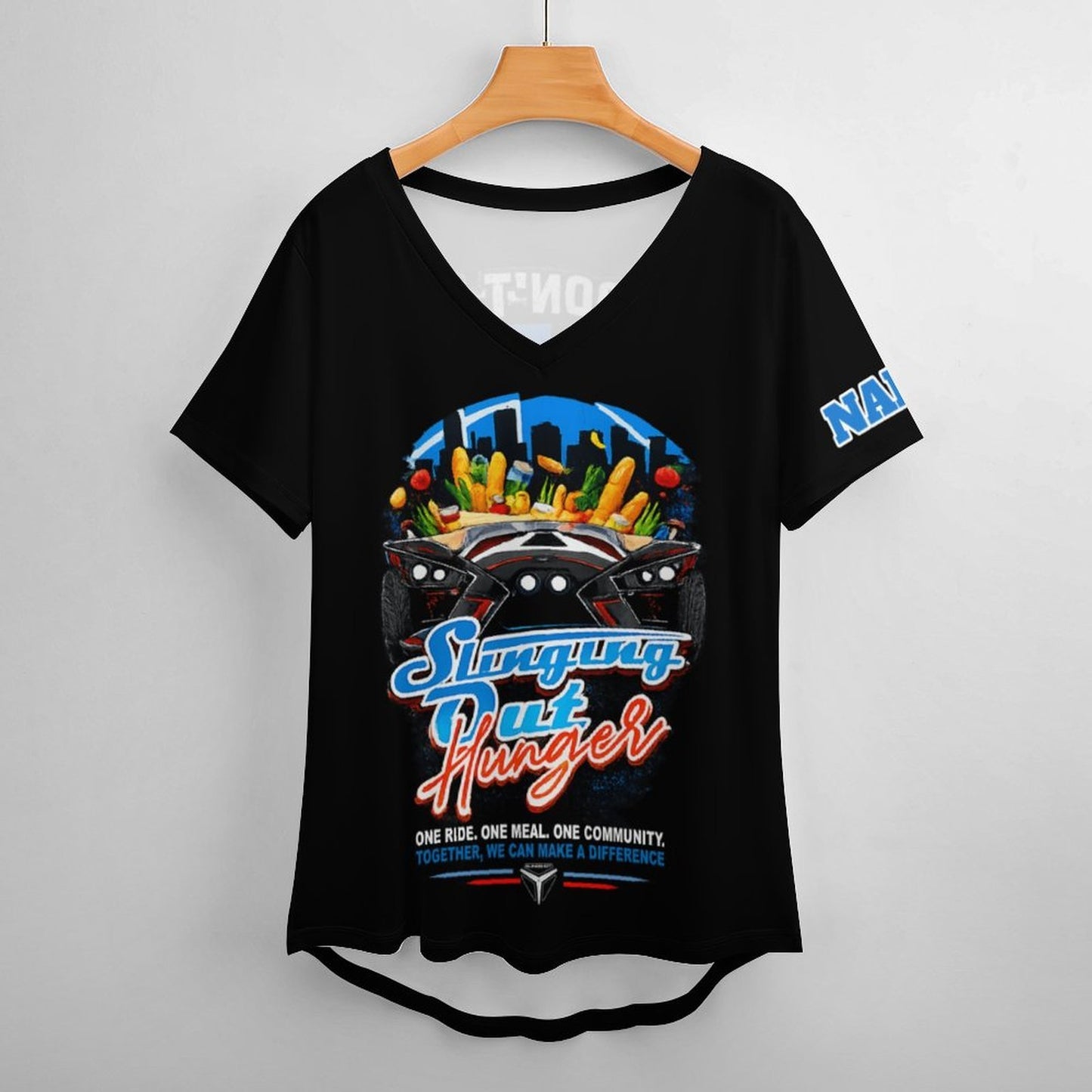 R4L Slinging Out Hunger Women's Ice Silk V-Neck T-Shirt - Blk