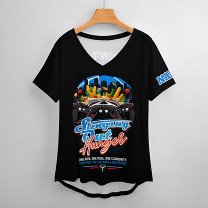 R4L Slinging Out Hunger Women's Ice Silk V-Neck T-Shirt - Blk