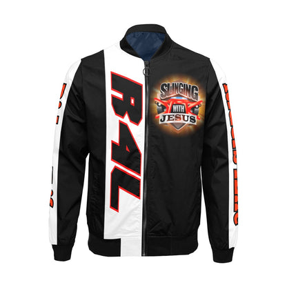 R4L Slinging with Jesus Varsity Style Jacket Blk