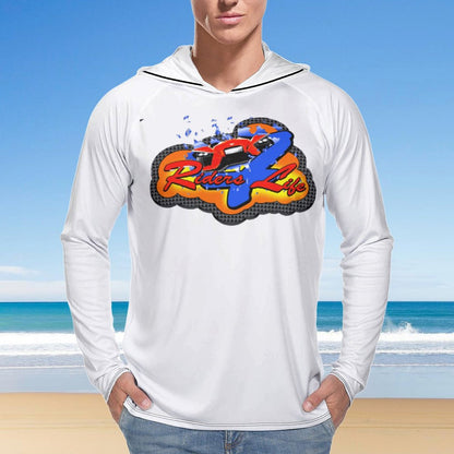 R4L Men's Long Sleeve Sun Protection  Hoodie - White