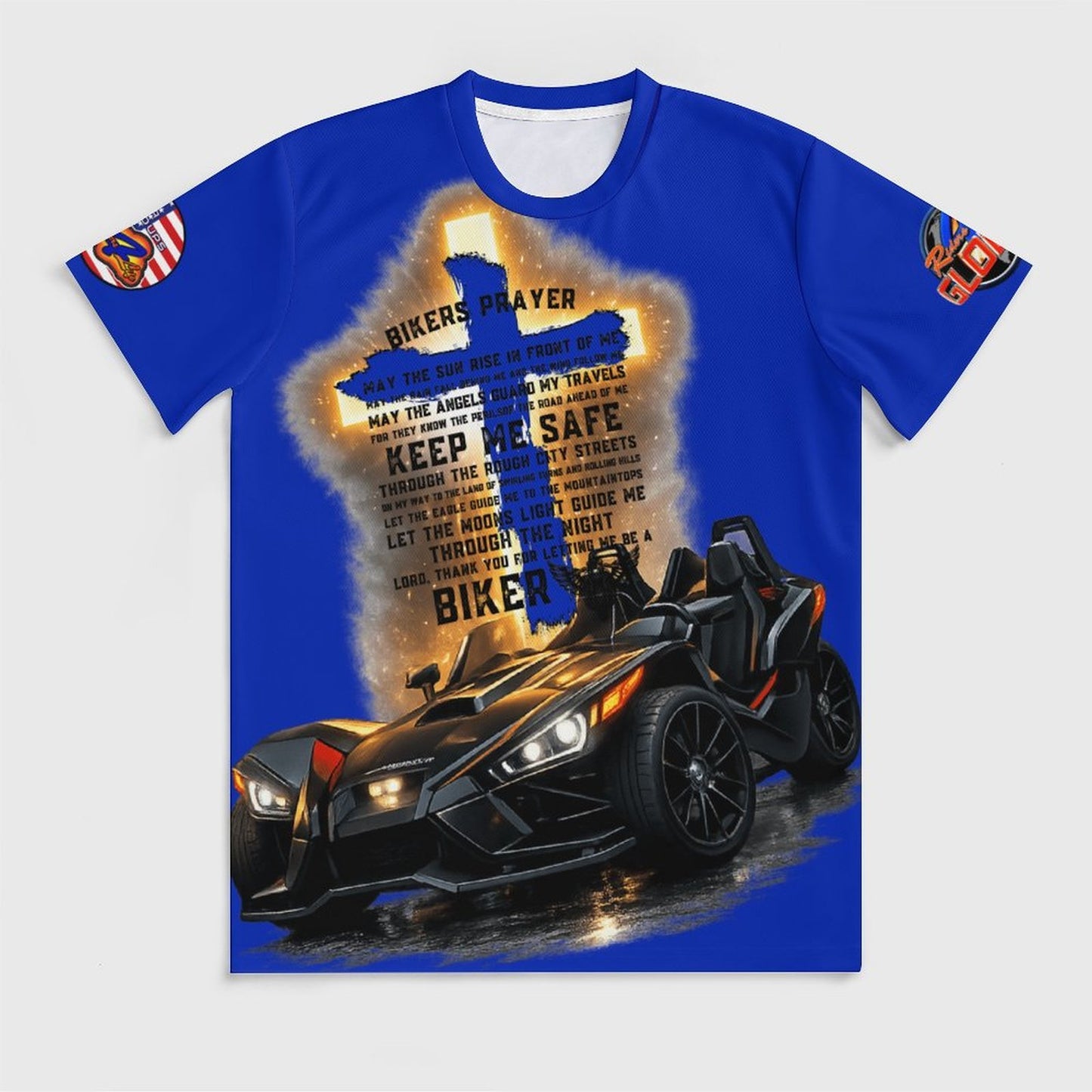 R4L Slinging with Jesus Glowing Cross Ice Silk Tee Blu