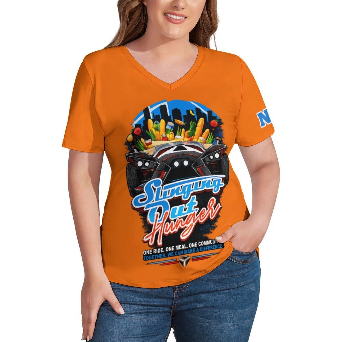 R4L Slinging Out Hunger Women's Ice Silk V-Neck T-Shirt - Org