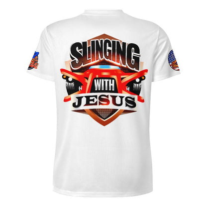 R4L Slinging with Jesus Glowing Cross Ice Silk Tee Wht