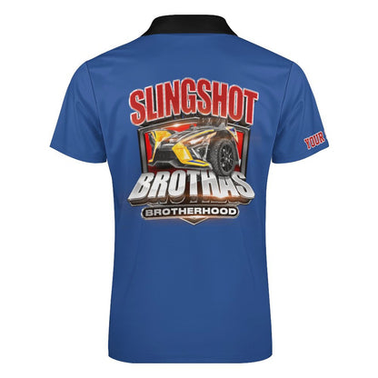 R4L Slingshot Brothas Customizable Short-Sleeve Zip Polo Shirt - 7 Colors - Add your City (Front) and State (Right Sleeve)