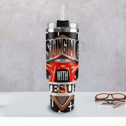 R4L Slinging with Jesus 40oz Stainless Steel Stanley Mug 40oz Tumbler with Black Handle