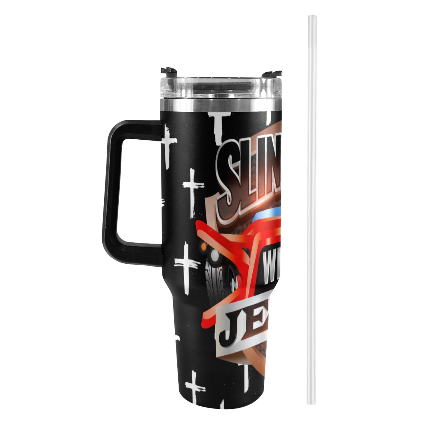 R4L Slinging with Jesus 40oz Stainless Steel Stanley Mug 40oz Tumbler with Black Handle