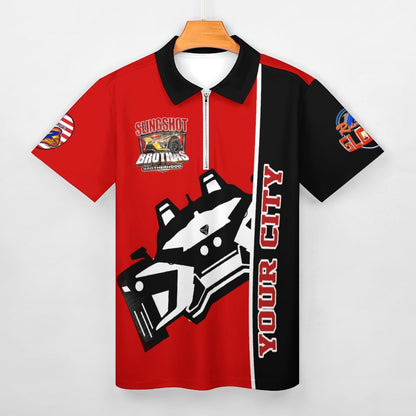 R4L Short-Sleeve Zip Polo Shirt - Red