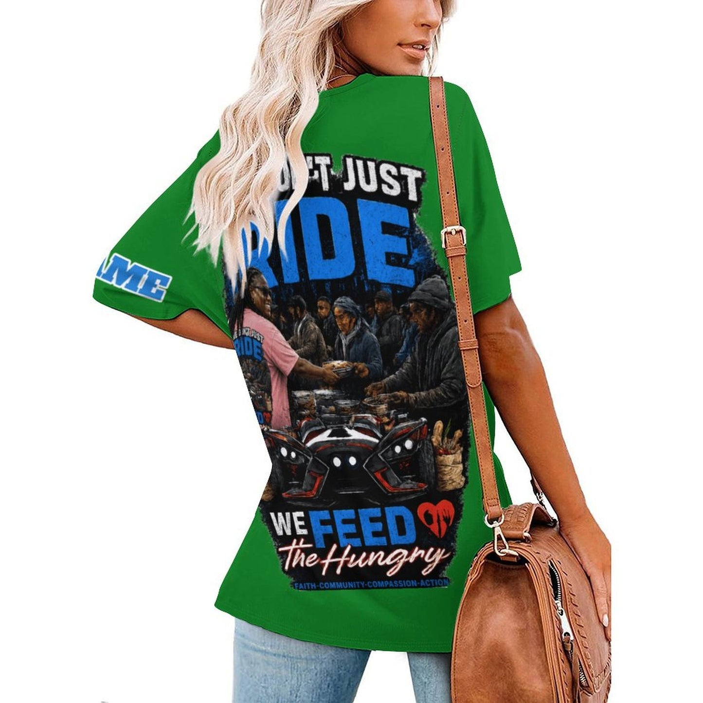 R4L Slinging Out Hunger Women's Ice Silk V-Neck T-Shirt - Grn