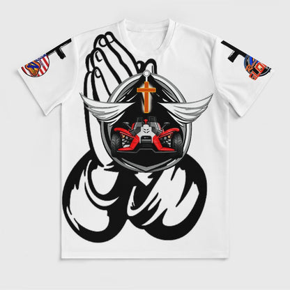 R4L Slinging with Jesus Praying Hands Ice Silk Tee Wht