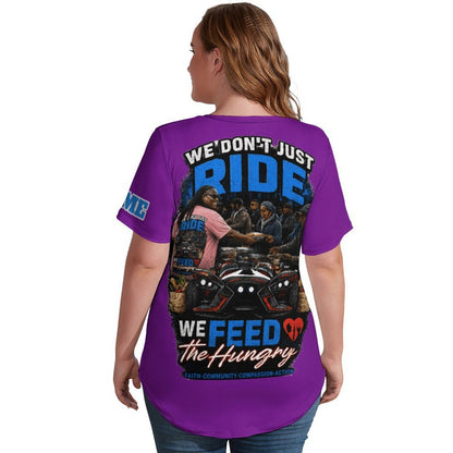 R4L Slinging Out Hunger Women's Ice Silk V-Neck T-Shirt - Prple