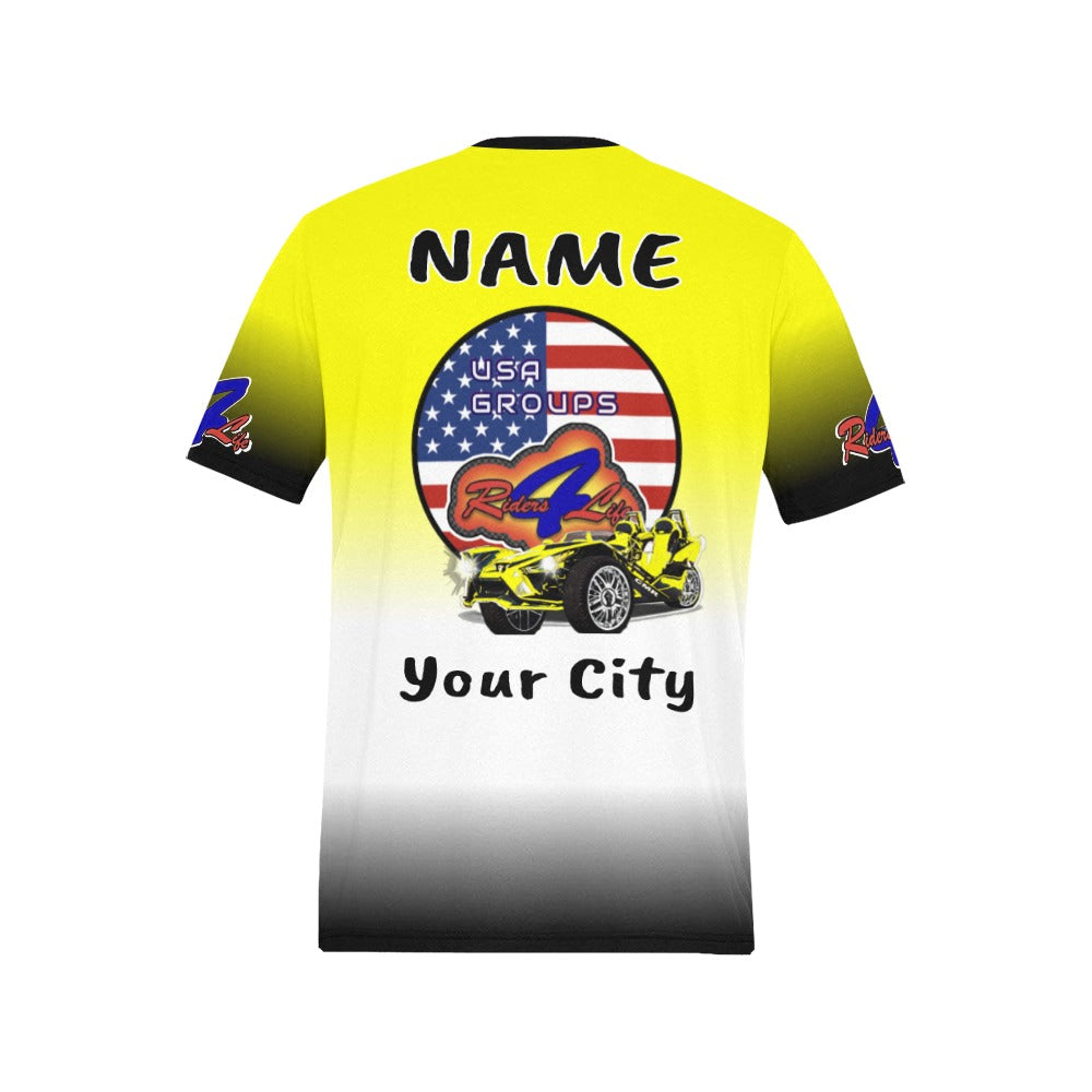 R4L Customizable USA Groups Casual Tee - Add your City, State and Name - 8 Colors