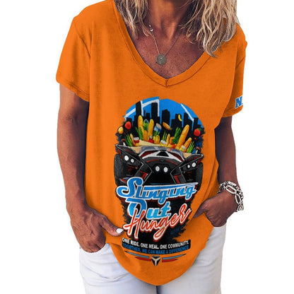 R4L Slinging Out Hunger Women's Ice Silk V-Neck T-Shirt - Org