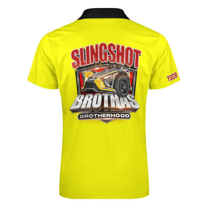 R4L Slingshot Brothas Customizable Short-Sleeve Zip Polo Shirt - 7 Colors - Add your City (Front) and State (Right Sleeve)