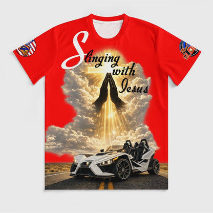 R4L Slinging with Jesus Praying Hands 2 Ice Silk Tee Red