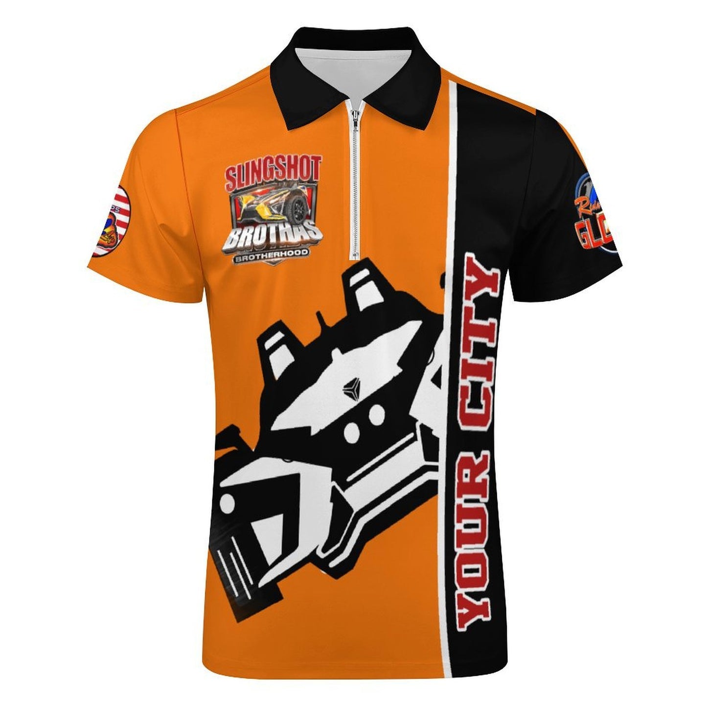 R4L Short-Sleeve Zip Polo Shirt - Org