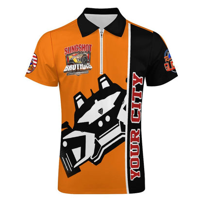 R4L Short-Sleeve Zip Polo Shirt - Org