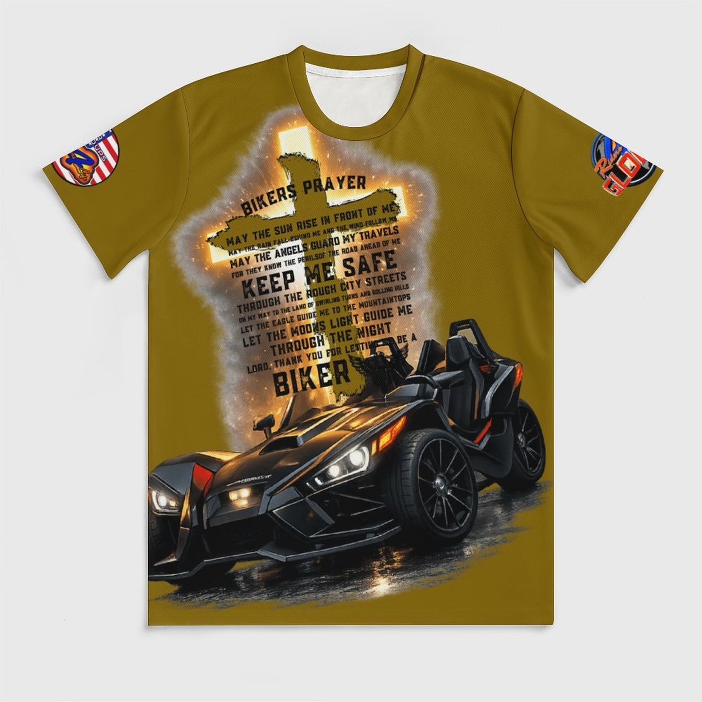 R4L Slinging with Jesus Glowing Cross Ice Silk Tee Gld