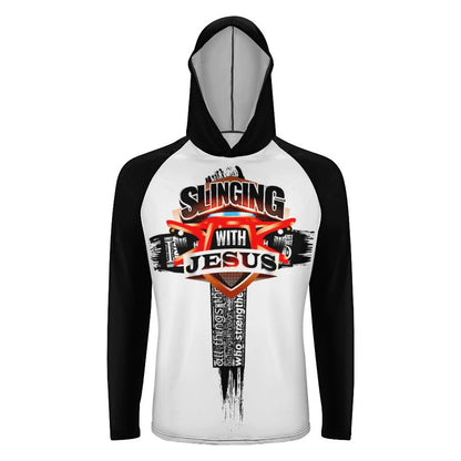 Slinging for Jesus Long Sleeve Sun Protection Hoodie - Blk
