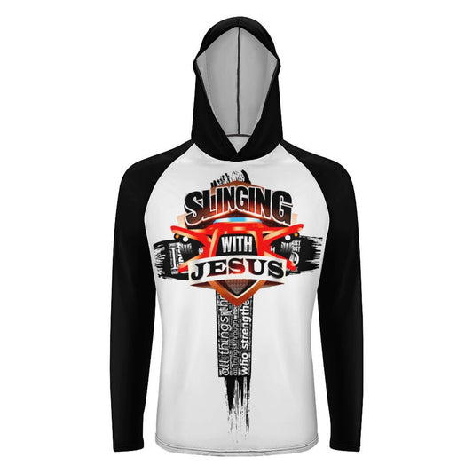 Slinging for Jesus Long Sleeve Sun Protection Hoodie - Blk