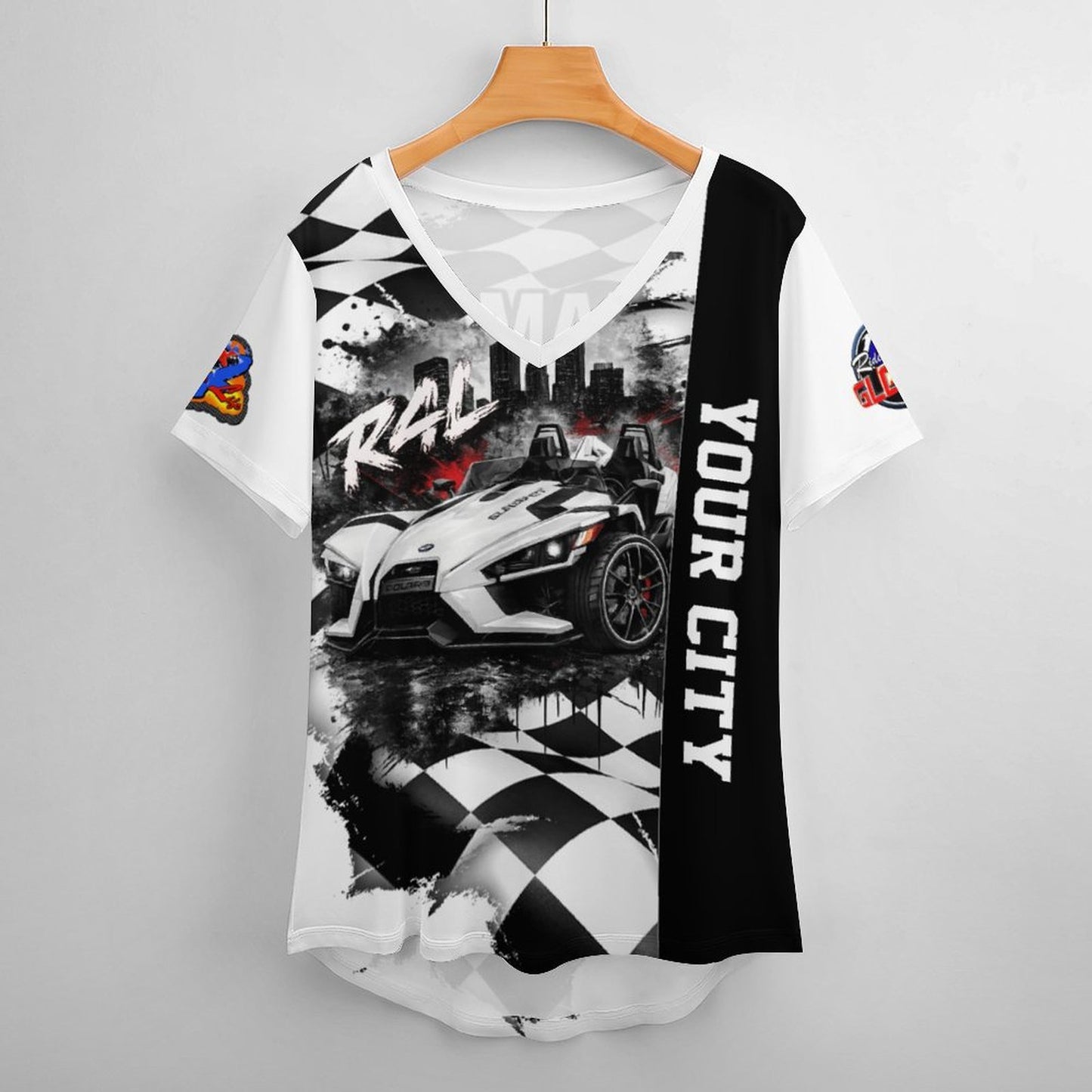 R4L Women's Monochrome Ice Silk V-Neck T-Shirt - Slingshot