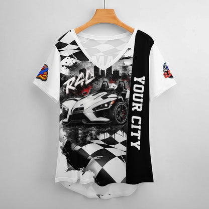 R4L Women's Monochrome Ice Silk V-Neck T-Shirt - Slingshot